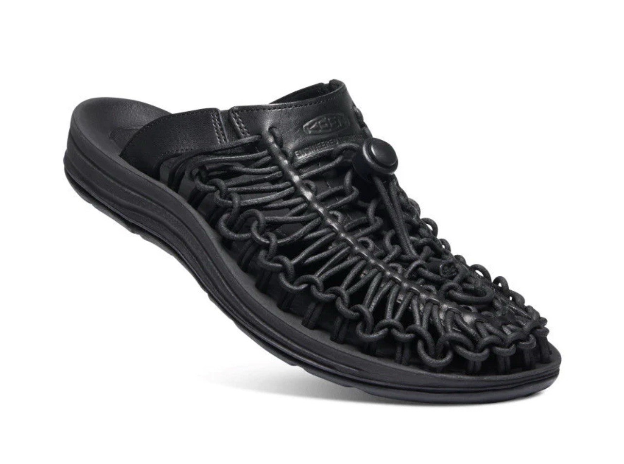Keen Uneek Scivoli in Pelle Donna 9 5 Nero Slip On Regolabile Toggle