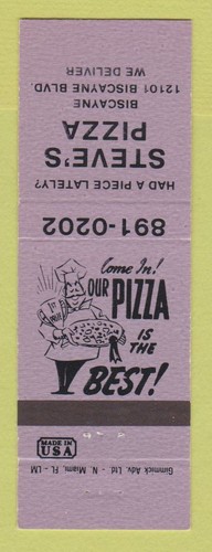 Matchbook Cover - Steve's Pizza Biscayne FL