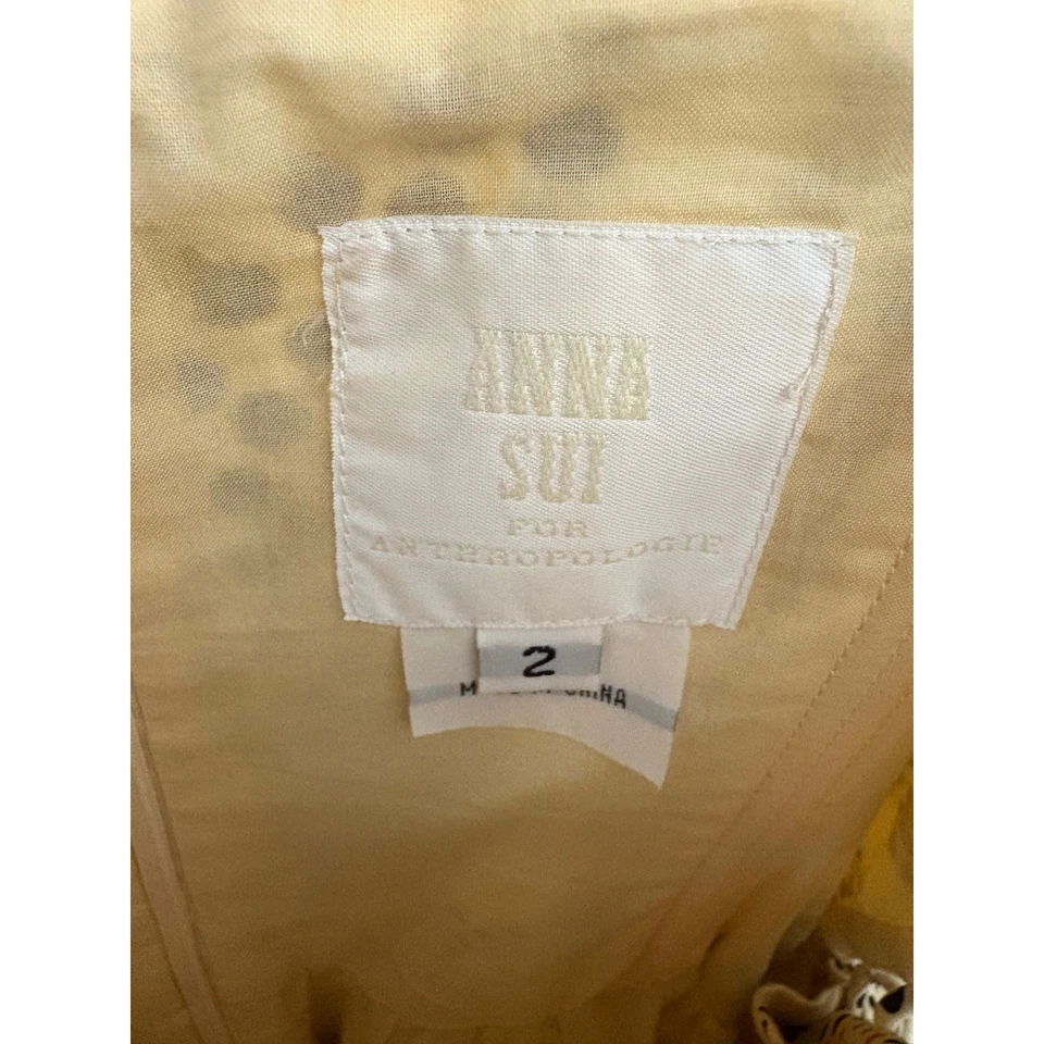 Vestido Corsé Anna Sui para Anthropologie Punteado Decidious Talla 2 Sin Tirantes Foto 4 de 4