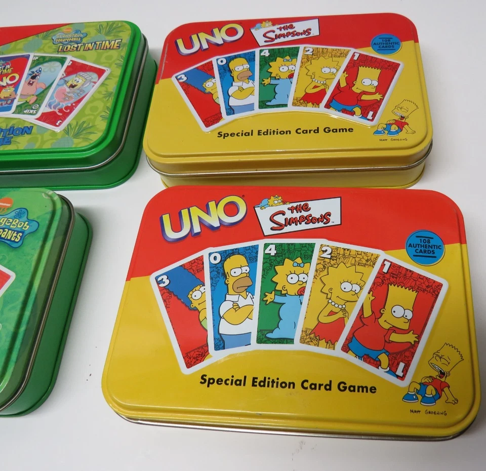 VTG SIMPSONS + SPONGEBOB 2002  2006 UNO Special Edition Collectors Tin Complete - Image 4 of 4