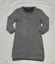 Banana Republic Sweater Dress Womens Small Gray Glitter Knit Long Sleeve Mini