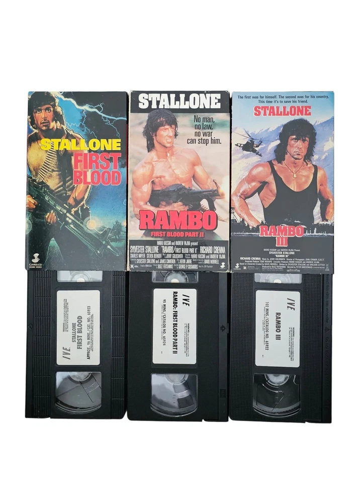 VTG Rambo Trilogy VHS Set of 3 Tapes First Blood Part II & Rambo III Stallone - Image 4 of 4