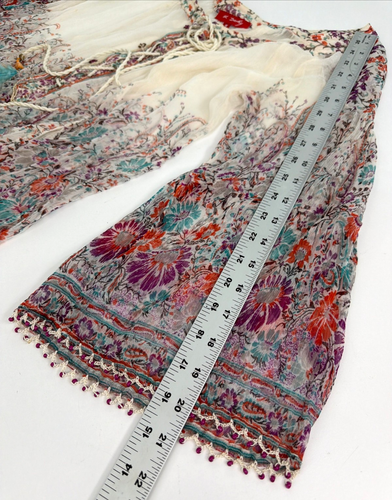 Rene Derhy Sheer Viscose Beaded Multicolor Beach Cover Up/Midi Dress Medium - Afbeelding 7 van 24