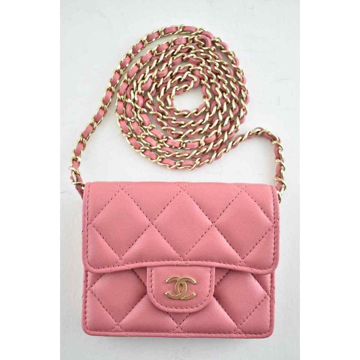 Chanel 21A Mini Wallet On Chain Pink Lambskin Gold Card Chanel 21A Mini Wallet On Chain Pink Lambskin Gold Card