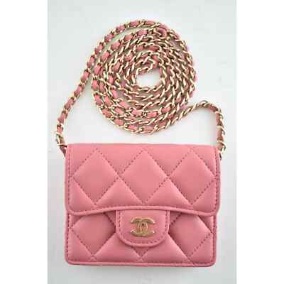 Chanel 21A Mini Wallet On Chain Pink Lambskin Gold Card