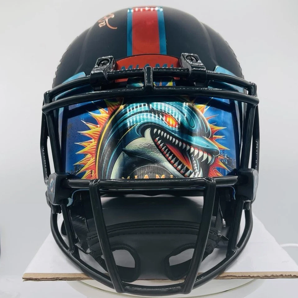 Calcomanías cromadas eclipse personalizadas auténticas tamaño completo firmadas por Ronnie Brown de los Miami Dolphins Foto 4 de 4