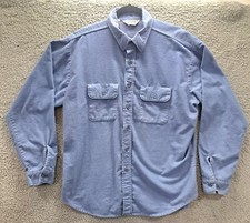 Vintage Five Brother Men's Size XL Chamois Flannel Solid Blue Long Sleeve Shirt