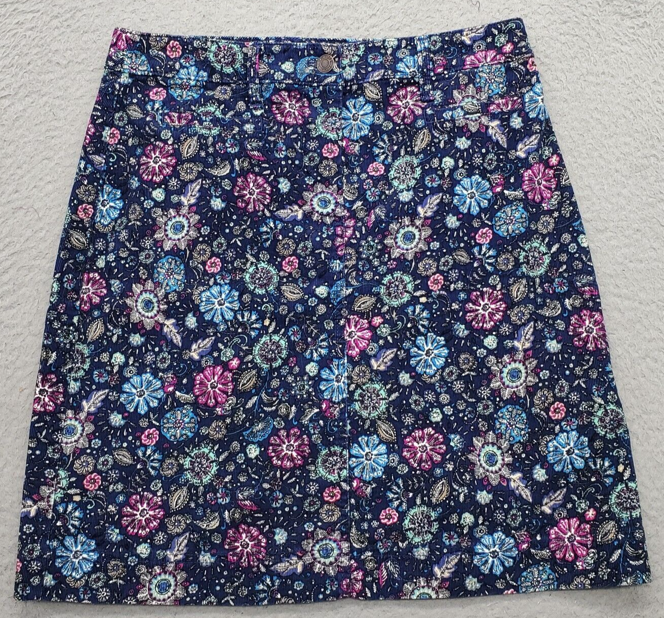 Talbots Womens Petite 4 Corduroy Floral Mini Skirt with Belt Loops-image