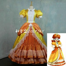 Super Mario Princess Daisy Costume Sisters Adult Women Cosplay Dress Bros