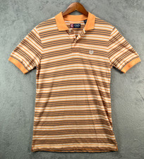 Chaps Mens Polo Shirts Orange Woven Crest Logo Short Sleeve Size Small Cotton