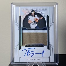 Tyson Bagent /39 AUTO ON CARD, 3 COLOR MEM 2024 National Treasures Silver #82