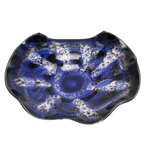 Studio Pottery Spoon Rest Coin Key Holder Kitchen Decor Blue White Drip Glaze 5" - Picture 6 of 12