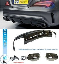 MERCEDES CLA C117 CLA45 LOOK GLOSS BLACK REAR DIFFUSER  EXHAUST TAILPIPES 13-19
