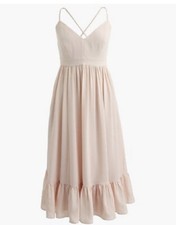 New J Crew Midi  Drapery Spaghetti-strap Dress 2 Xs Soft Apricot Pink  $148