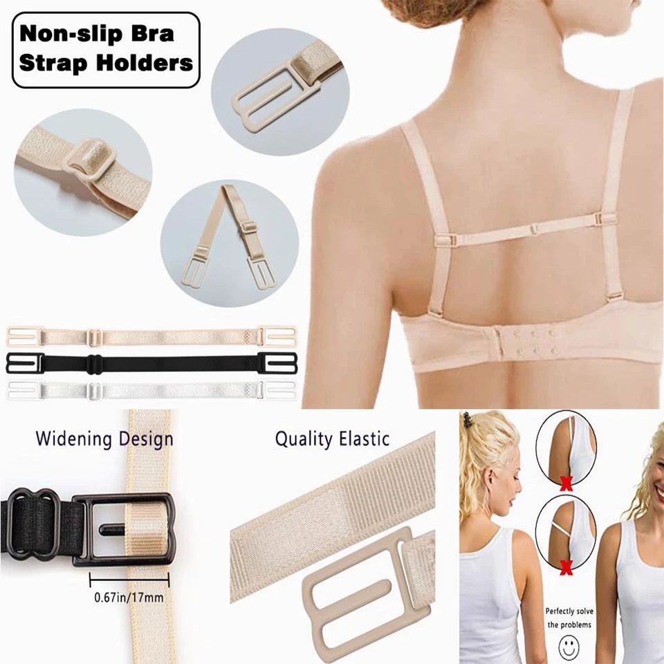 4-8pcs Bra Strap Clips Elastic Non-slip Strap Holder Women Bra Rope Adjustable - Image 3 of 4