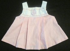 VINTAGE BABY GIRLS PIN STRIPE SAILOR DRESS SZ 3-6 MO