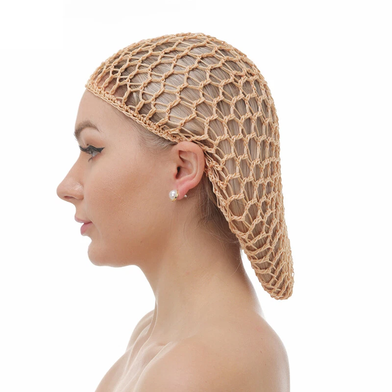 Womens Mesh Hair Net Rayon Crochet Hairnet Elastic Band Head Cover Turban Cap - Image 3 of 4