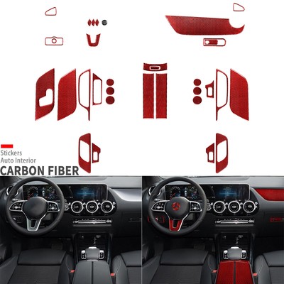 30Pcs Red Carbon Fiber Kits Full Interior Trim For Benz B-Class W247 GLB X247 19