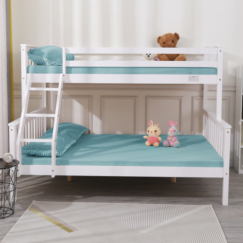 Double Bunk Beds Triple Pine Wood Children Bed Frame High Sleeper With Mattress - Picture 6 of 92