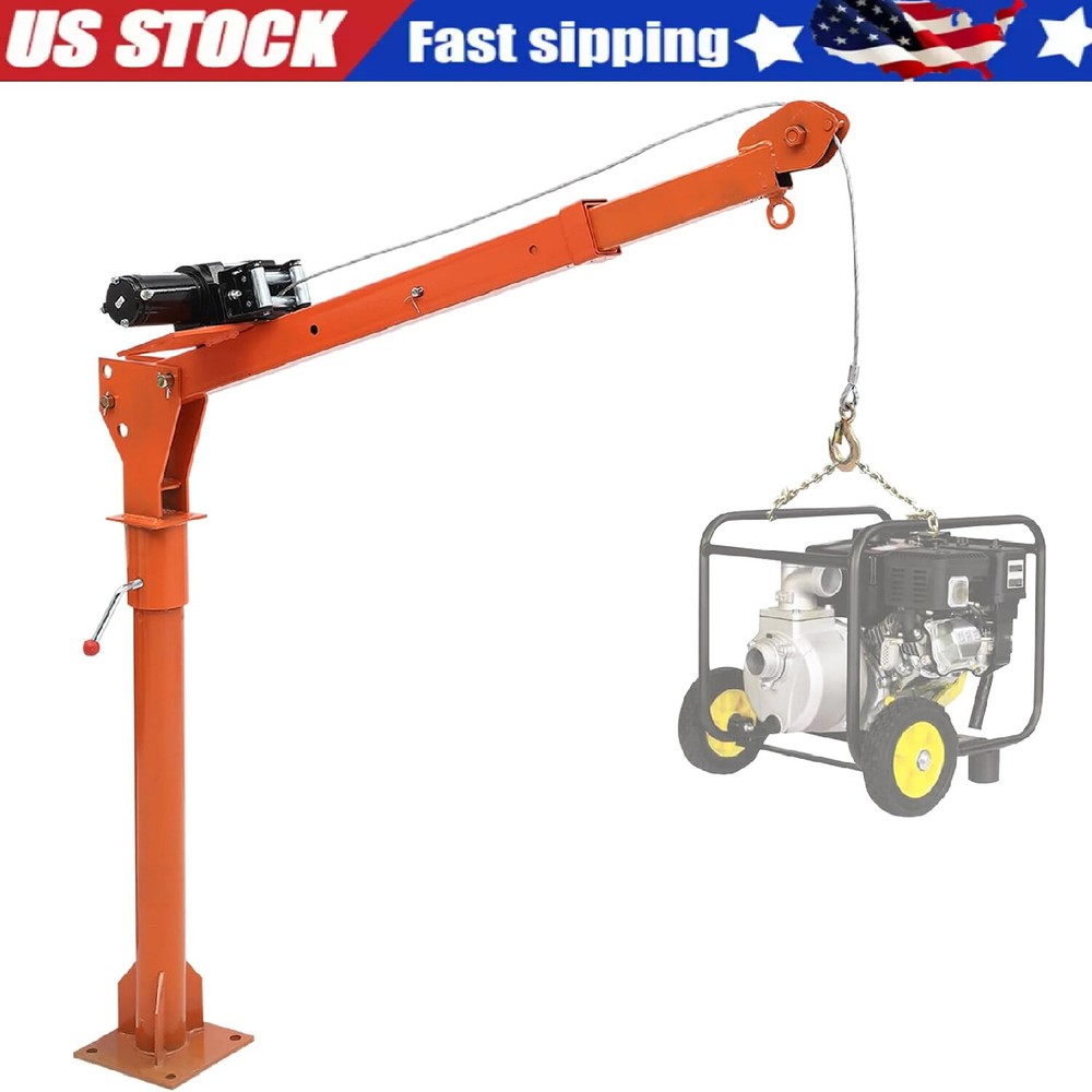 1100lb Electric Winch Pickup Truck Crane with 360° Rotation Lift