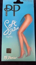 6 Pairs Pretty Polly Soft Shine ML Barely Black 15 den.tights FREE  postage