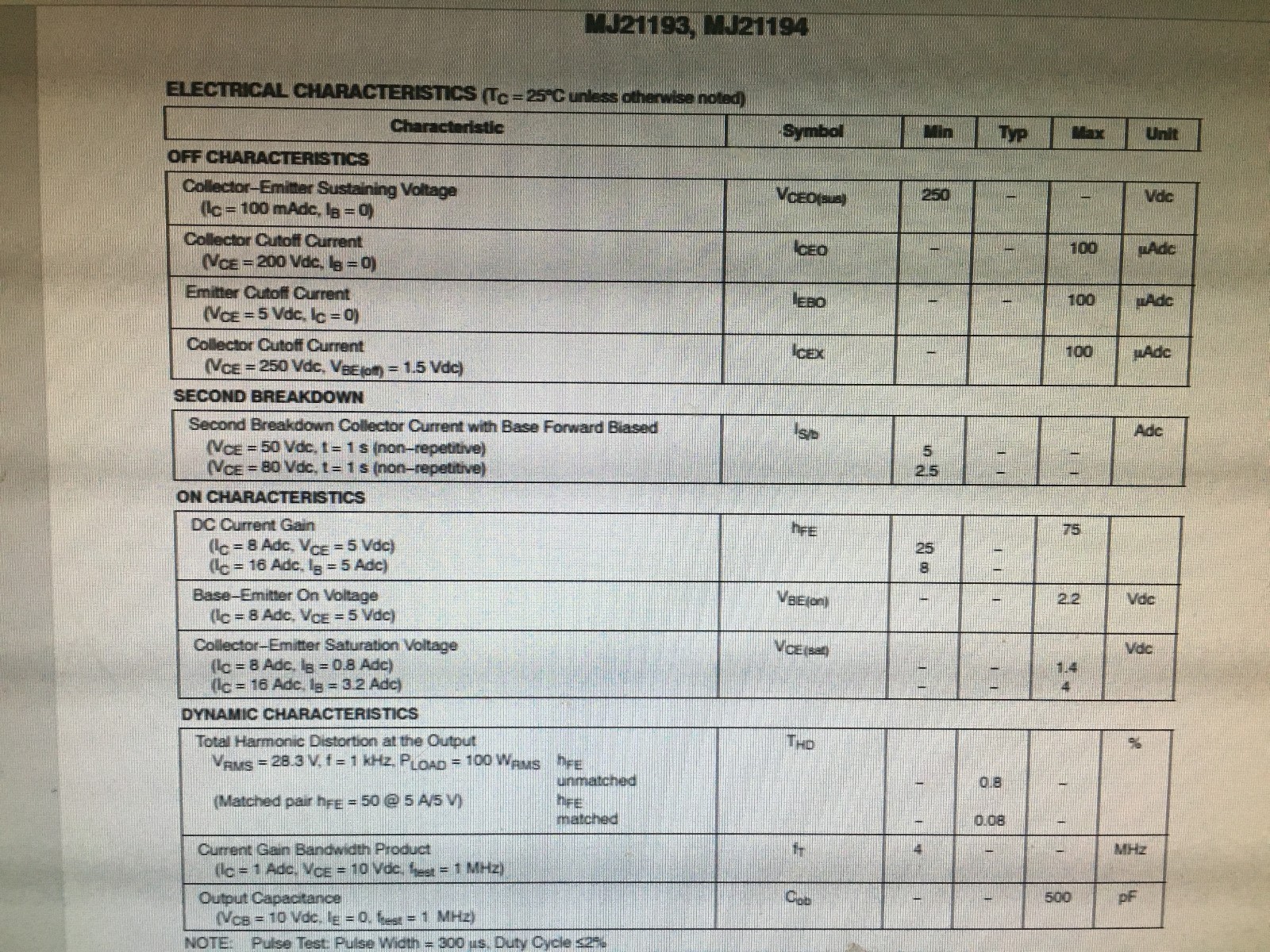 MJ21193G MJ21194G MJ21193 MJ21194 NOS NEW ON 250V 16A 200W 4MHZ 1pair ...