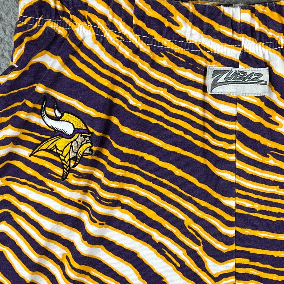 VTG Zubaz Minnesota Vikings Workout Pants Joggers Mens Medium Zebra