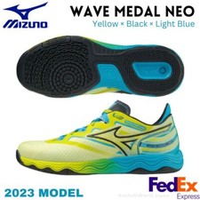 Mizuno Table Tennis Shoes WAVE MEDAL NEO Yellow/Black/Light Blue 81GA232501 NEW