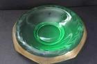 Rare Large Uranium Glass Footed Compote Vaseline Serving Bowl Depression