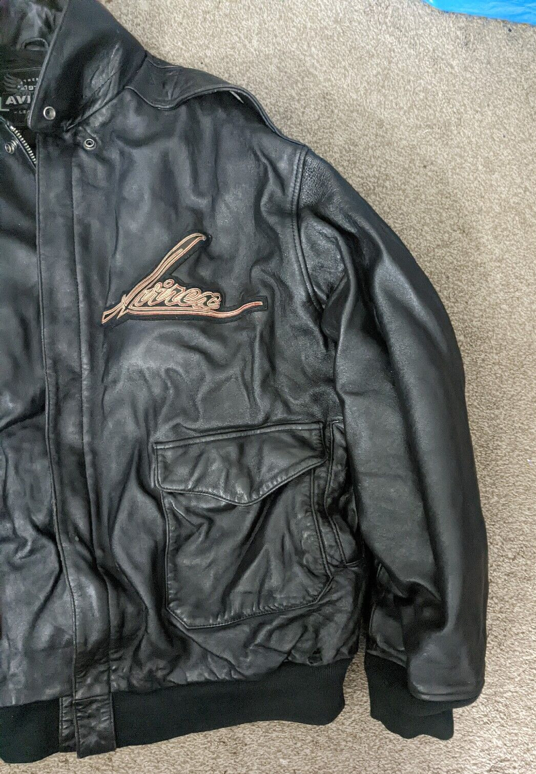 Vintage Rare Avirex Jacket Mens 5XL Flight Bomber Leather Indian Warrior READ image 5