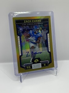 2023 Panini NFL Score Football Gold Zone Zach Evans #319 /50 Auto Rookie RC Rams