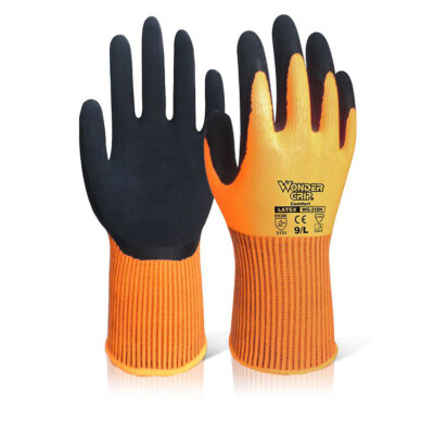 Wonder Grip Komfort Hi Visibility Handschuhe 13 Stärke Nylonfutter, Doppellatexmantel
