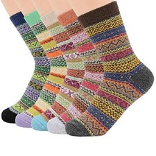 Womens Wool Socks Winter Athletic Socks Crew Sock Warm Hiking One Size Curve