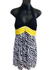 Windsor Zebra Printed Halter Sleeveless Sun Dress Medium M Black Yellow New