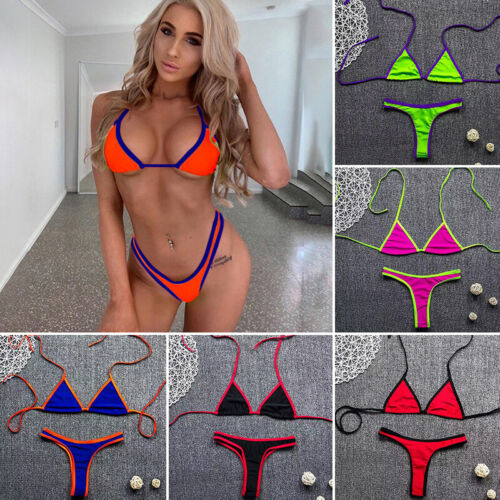 Women Sexy Micro Bikini Sets Brazilian Bra G-String Thong Mini Swimwear Swimsuit - Picture 2 of 21
