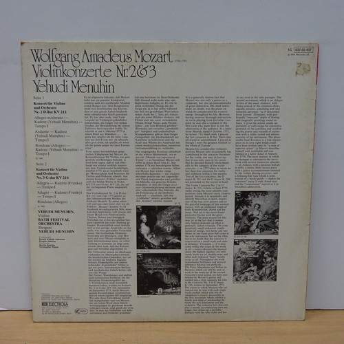 1C 037 03 437 MOZART Violin Concertos no 2&3 YEHUDI MENUHIN HMV STEREO LP EX+ - Picture 2 of 4