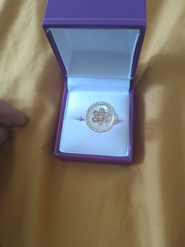18K-Hall Marked,Y-Gold With Mother Of Pearl &Zircon Beautiful Ring.Size-P.Dubai - 第 21/22 張圖片