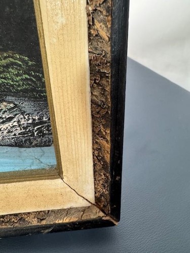 Original Mid-Century Japanese Wall Art 3D Textured Design 14x11 Wood/Bark Frame - Picture 15 of 24