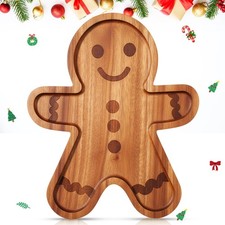 12" Gingerbread Christmas Charcuterie Board Wooden Cutting Board Xmas Serving...