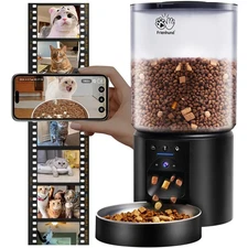 FRIENHUND AUTOMATIC CAT FEEDER WITH 2K HD CAMERA: 5G WIFI DOG FEEDER - BLACK
