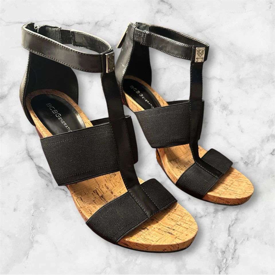 7.5 BCBG Max Azria BCBGeneration Tacón con Cremallera BARLEE Sandalias con Correa de Cuña!! Foto 2 de 4