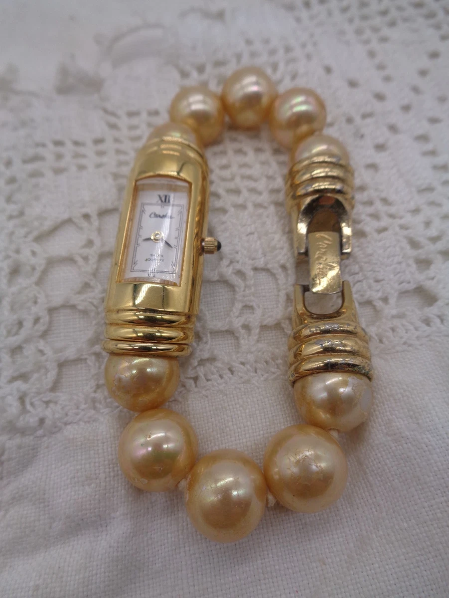 Carolee Womens Pearl Bracelet Watch Mother of Pearl Heart Dial Silver W1626-4178 Carolee | Accessories | Carolee Braceletwatch | Poshmark main image 2
