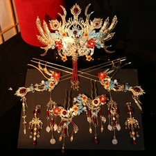 Chinese Style Hair Accessories Crown Retro Bridal Wedding Tassel Headdress Set