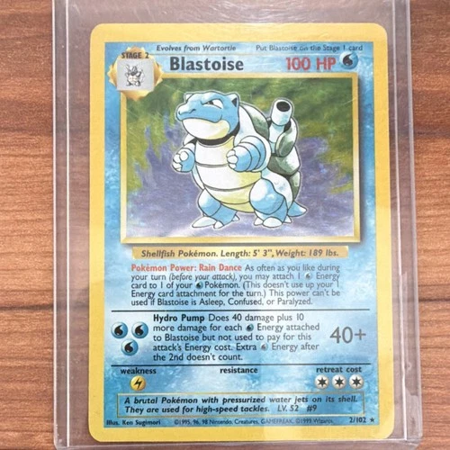 Blastoise 2/102 Base Set Holo Rare 100 HP Pokémon TCG Card Wizards of the Coast