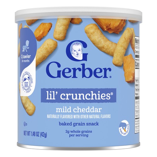 Snacks for Baby, Lil' Crunchies®, Baked Grain Snack, 8+ Months, Mild Cheddar,