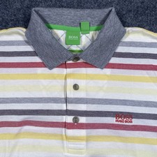 Hugo Boss Paddy 2 Striped Short Sleeve Polo Shirt Mens Medium Embroidered