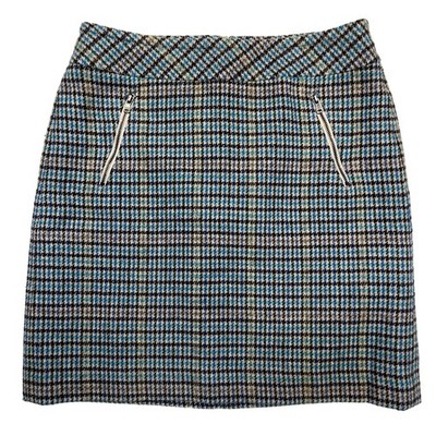 Talbots Houndstooth Wool Blend Mini Skirt w/ Pockets Academia Collegiate Size 4P
