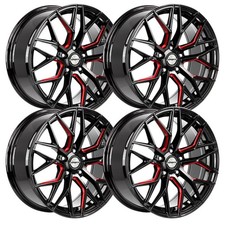 (Set-4) Shift Spring 20x8.5 5x112 35MM Black Red wheels rims 20 Inch