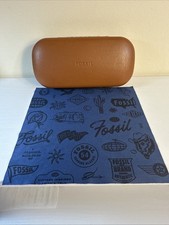 Fossil Sunglasses Eyeglass Case Only Brown Faux Leather Clamshell Preowned