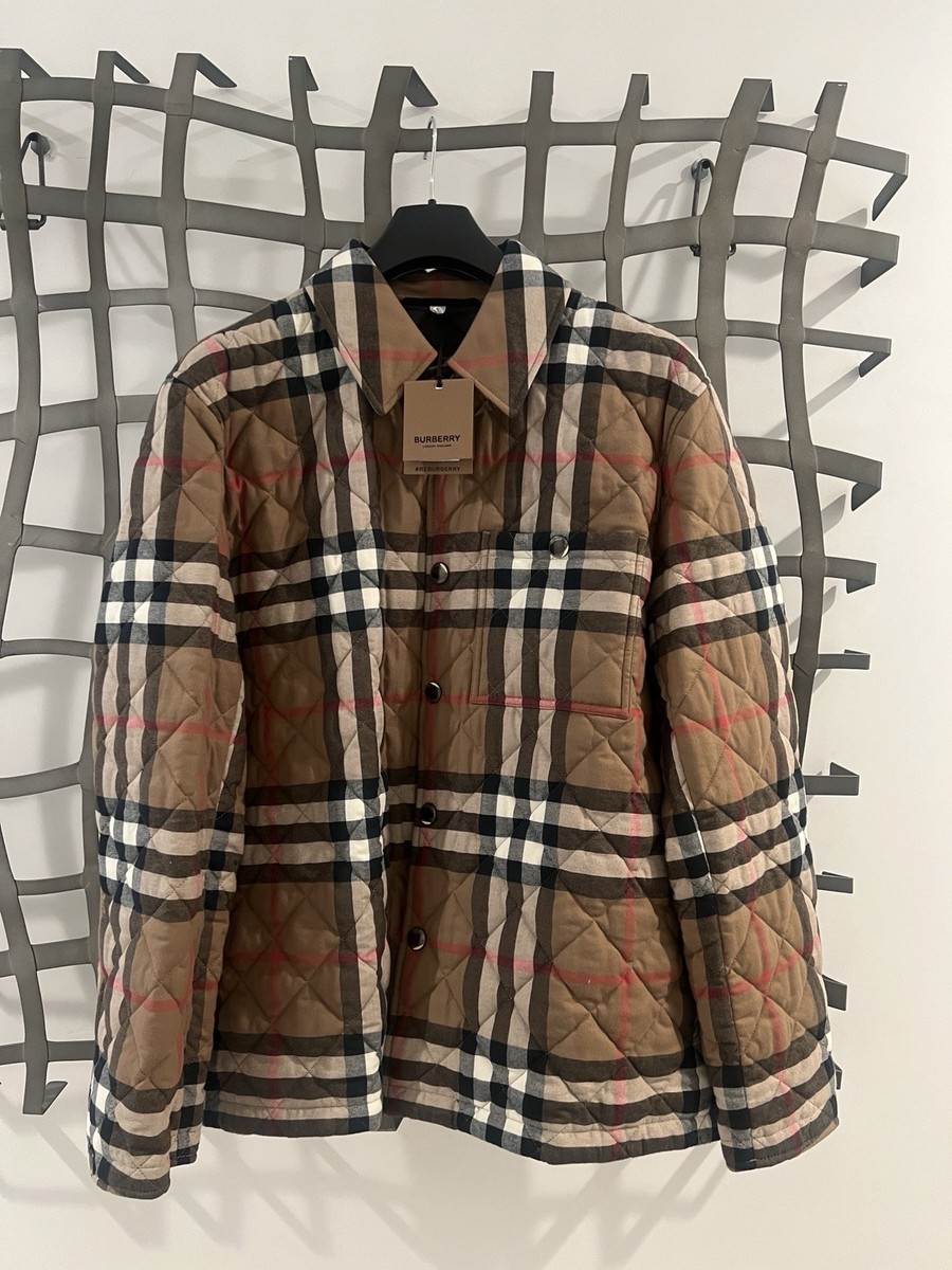New Burberry Forres Men's Brown IP Check Organic Cotton Jacket